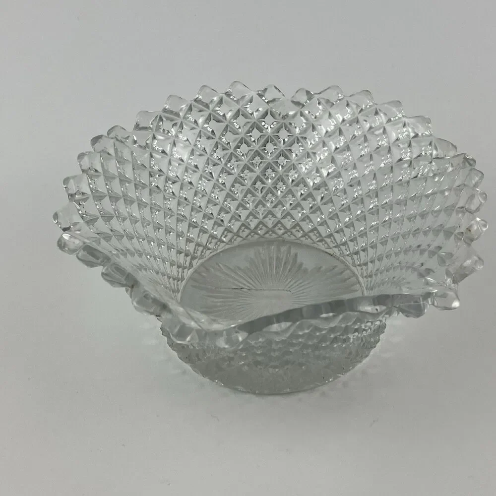 Lot of 10 Glass Unbranded Clear Crystal Vintage Glassware